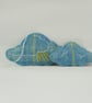 2 cloud shaped hand embroidered hanging ornaments, light blue wool - Image 7