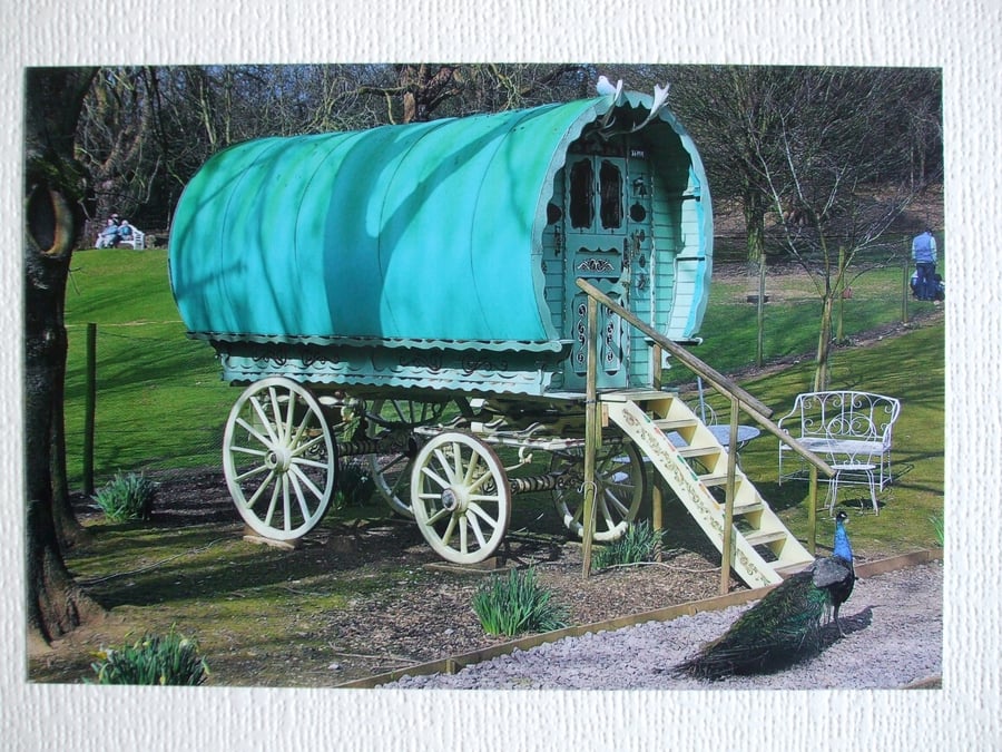 Photographic greetings card of a Gypsy Caravan.