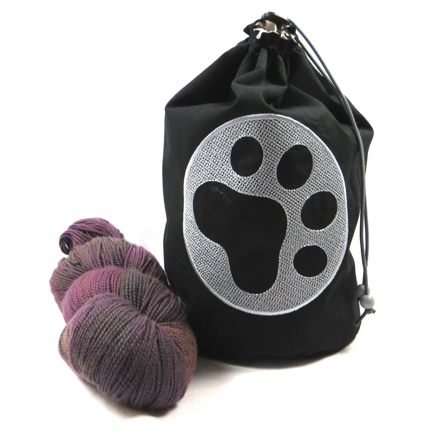 Paw Print Embroidered Project Bag