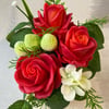 Red Roses Soap Bouquet with Strawberries, Valentine's Day Gift, Gift for Teacher