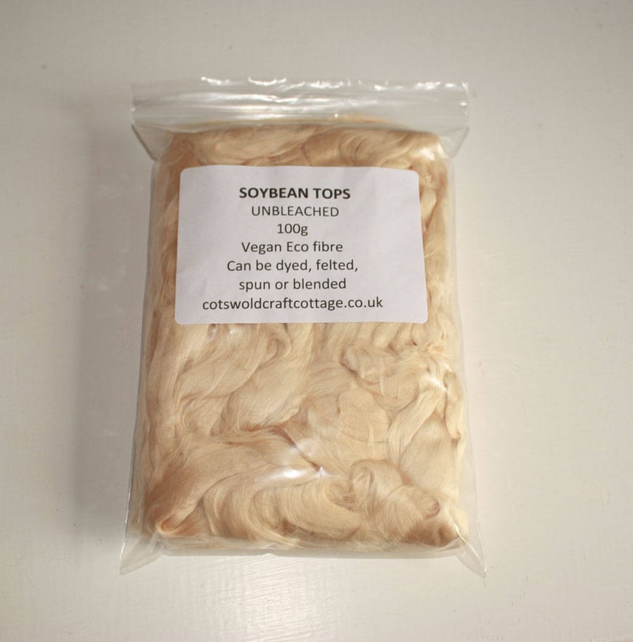 Soybean Top (vegan plant fibre) 100 g - for spinning dying felting and blending