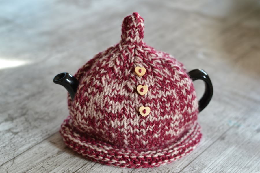 Tea Cozy, Cosie Heart Chunky Knitted Teapot Cover, 