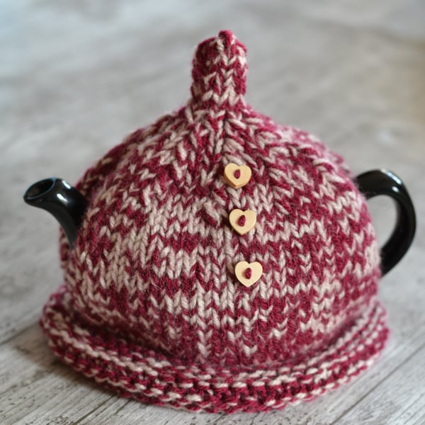 Tea Cozy, Cosie Heart Chunky Knitted Teapot Cover, 