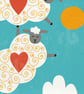 I got Ewe, illustration of two sheep, original Giclee print - Image 2