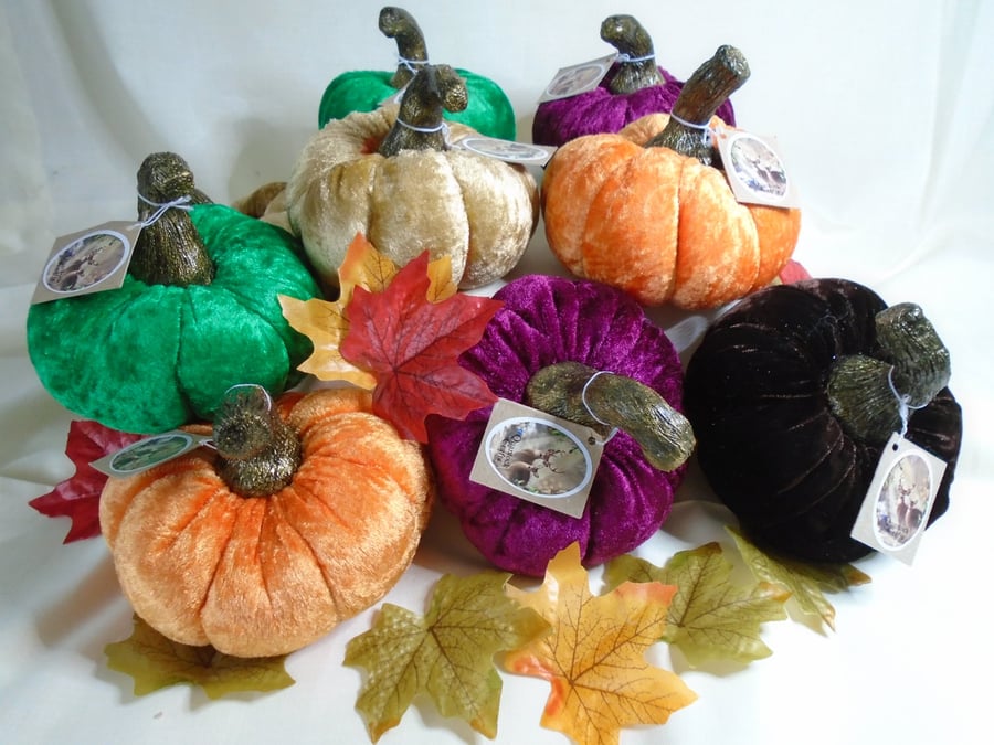 Handmade velvet pumpkins