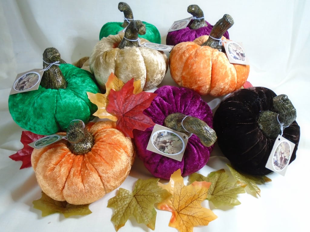 Handmade velvet pumpkins