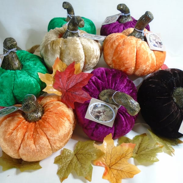 Handmade velvet pumpkins