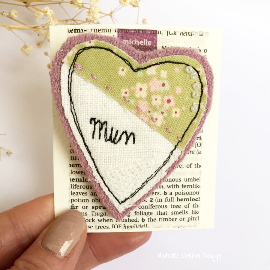 Brooch for Mum, Heart Brooch, Mum Gift