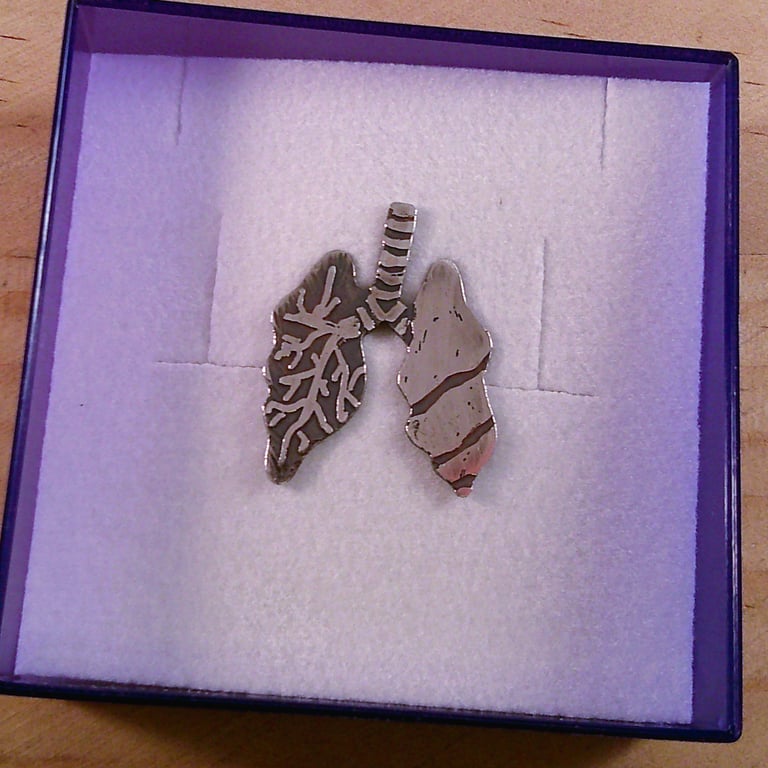 Sterling Silver Anatomical Lung Pin Brooch (SKU070325)