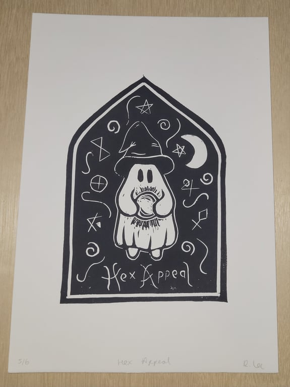 Hex Appeal Ghost A4 Lino Print 