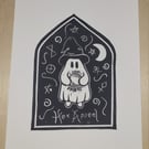 Hex Appeal Ghost A4 Lino Print 