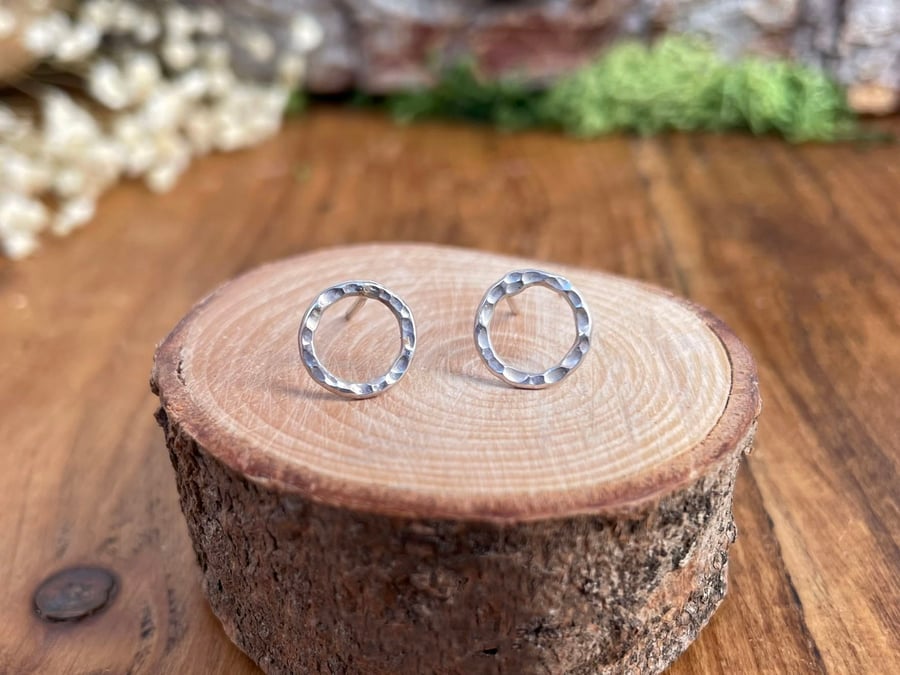 NEW Silver Luna Circle Stud Earrings