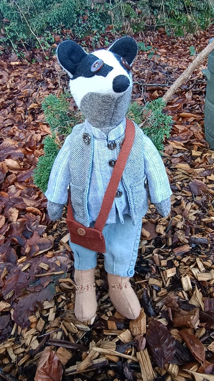 Mister Badger - Handmade felt badger with clothing