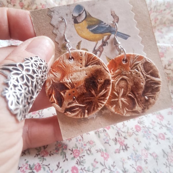ceramic earrings handmade- reduced- one of a kind no c6