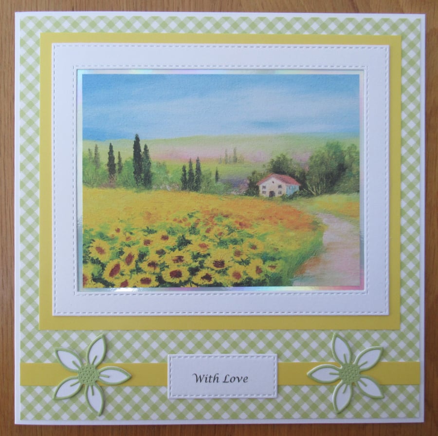 Sunflower Field - 8x8" With Love Card
