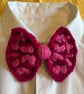 Bow Brooch: Pink Crochet Granny Square - Image 1