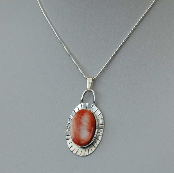 Sterling Silver Pendant with Spiny Coral - Folksy