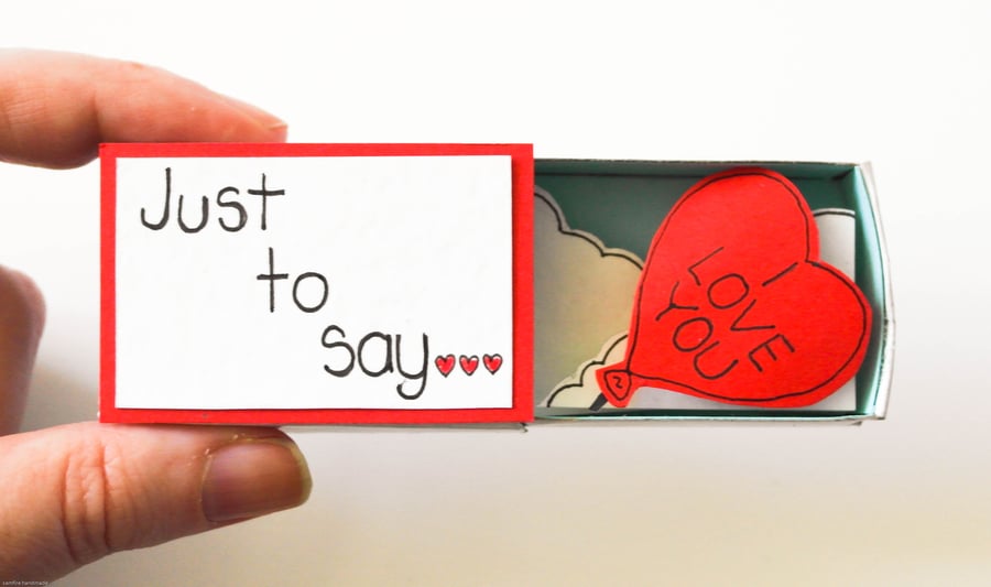 Valentine Gift, Sweet love matchbox card, Romantic little keepsake, Love gift 