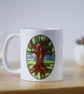 Stained Glass style Oak Tree Mug: Hand-Illustrated Ceramic Coffee Cup