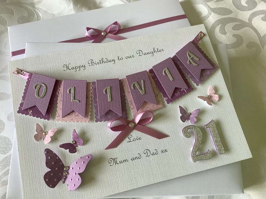 Personalised Handmade Birthday Card Gift Boxed Daughter Granddaughter 18 21 30