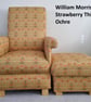 William Morris Strawberry Thief Fabric Ochre Chair & Footstool Armchair Mustard - Image 2