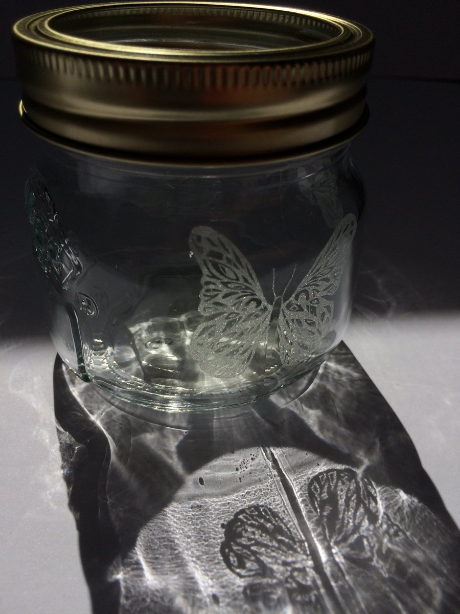 Butterfly-etched kilner jar (250ml)