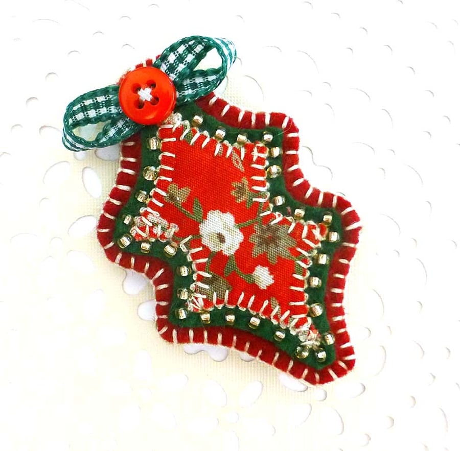 Christmas Holly Brooch