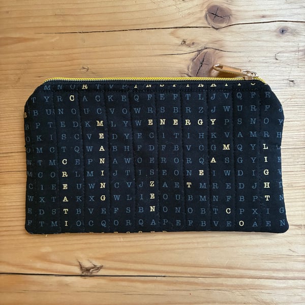 Perfectly Imperfect Positive Words Quilted Fabric Organiser Pouch