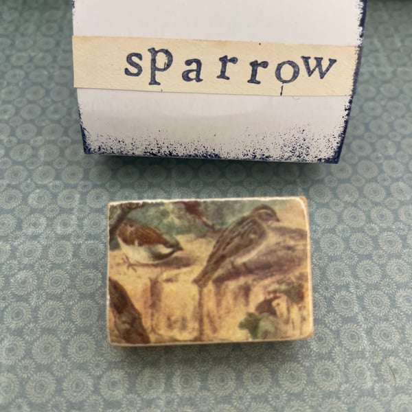 Sparrow - Wooden Bird Block Brooch