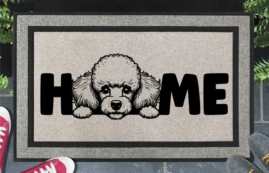 Poodle Home Door Mat - Poodle Welcome Mat - All Weather - 45x70cm 