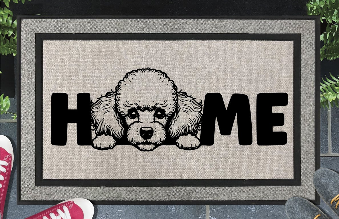 Poodle Home Door Mat - Poodle Welcome Mat - All Weather - 45x70cm 