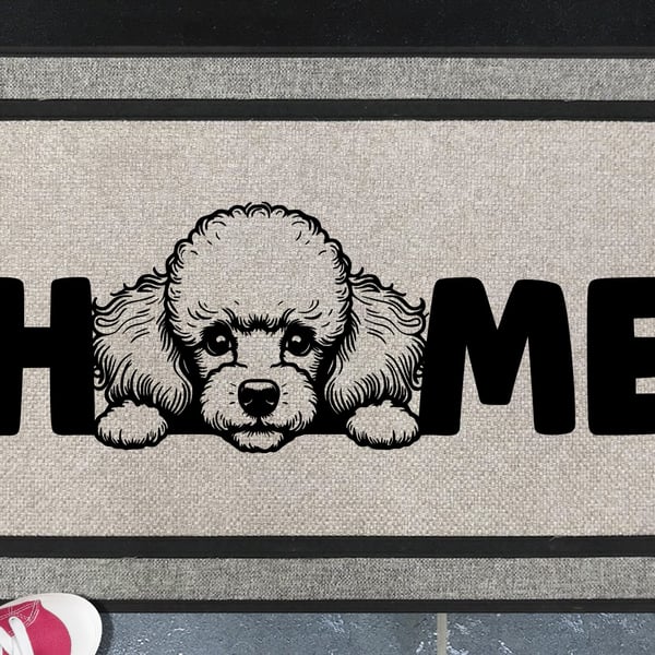 Poodle Home Door Mat - Poodle Welcome Mat - All Weather - 45x70cm 
