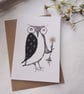 owl note card - i bring you a flower - Image 3