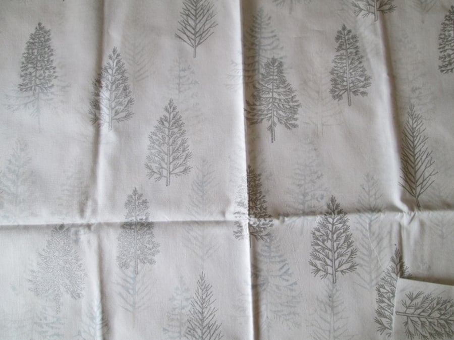 Destash - Silver and Batik Trees on White 100% Cotton