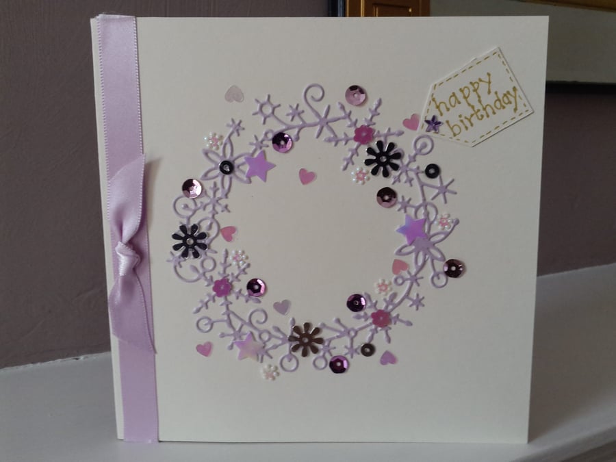 Circle of flowers birthday card