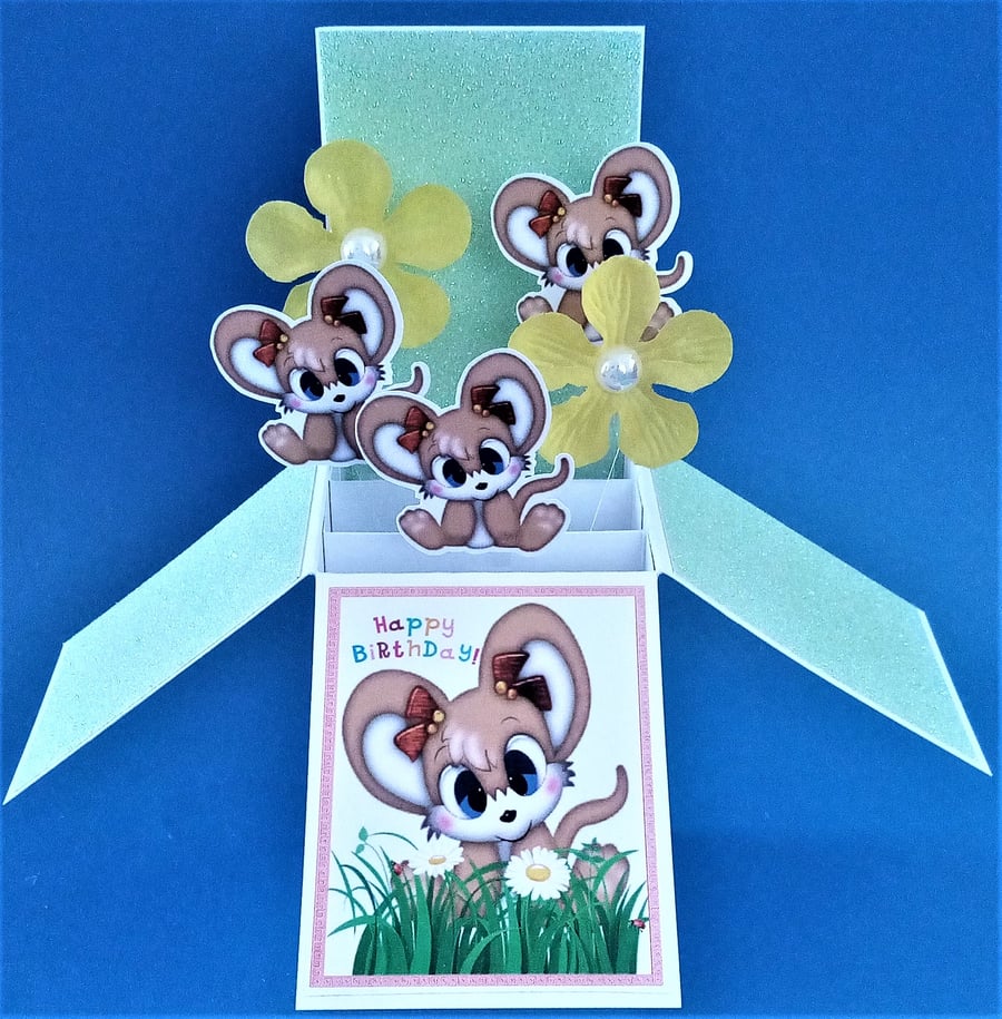 Girls Birthday Card with mice