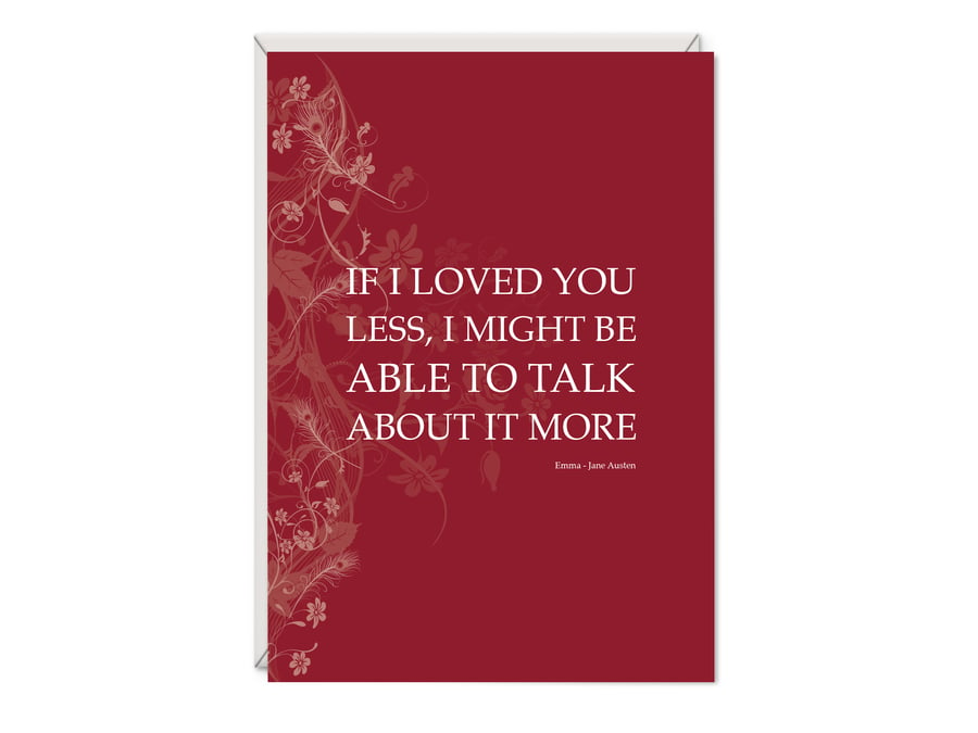 Emma Greetings Card Literary Gift - Jane Austen Word Art Card
