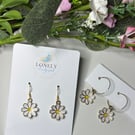 White Daisy Earrings, Floral Charms, Handmade Jewellery 