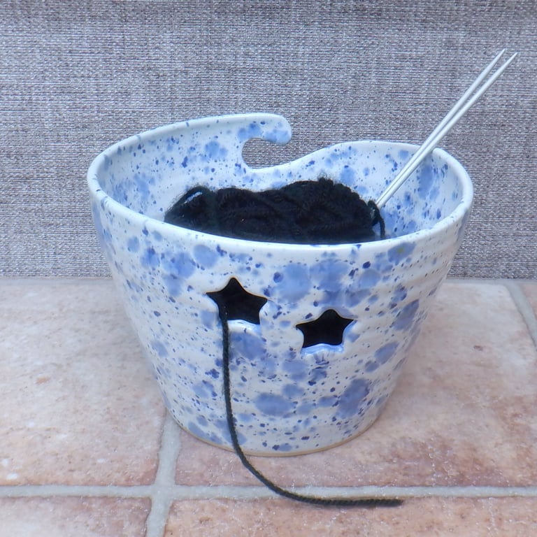 Yarn bowl knitting or crochet wool hand thrown star pottery ceramic 