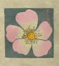 Dog Rose mini linocut print