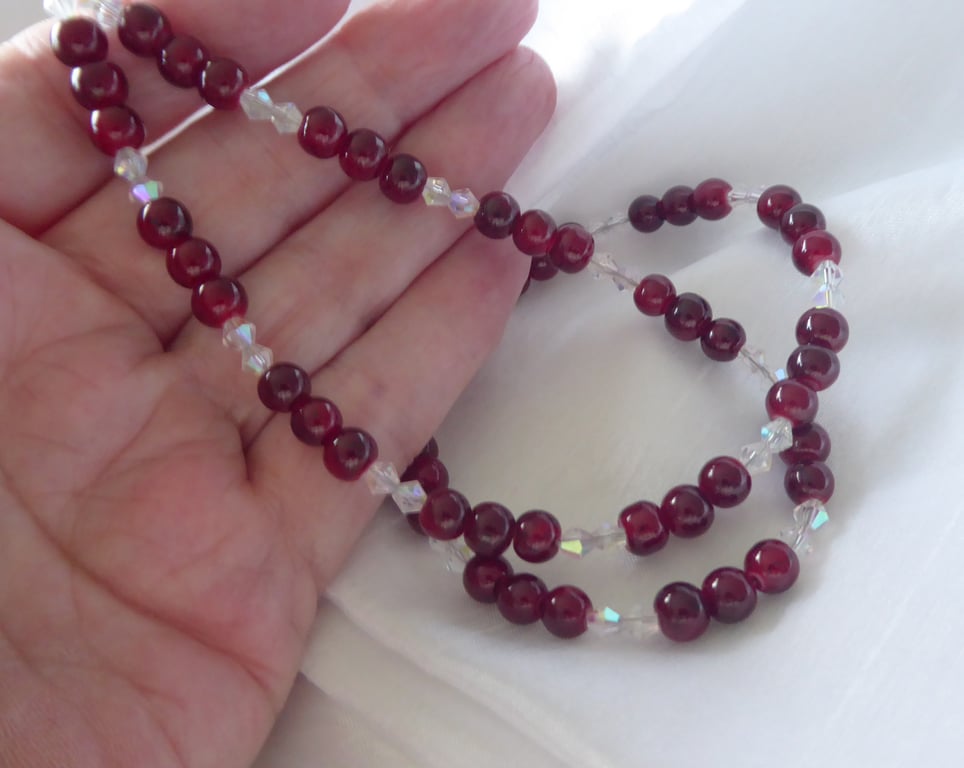 Add some sparkle to winter with this beautiful handmade Cranberry Ice Necklace