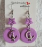 Handmade Polymer Clay Cat on the Moon Pink Earrings, 316 Stainless Steel