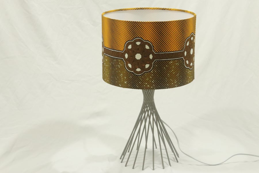 2 tone Golden knot African print inspired 30cm fabric drum lampshade