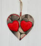 Decoupaged Wooden Hanging Heart 15cm (6 ): Pebbles design - Image 3