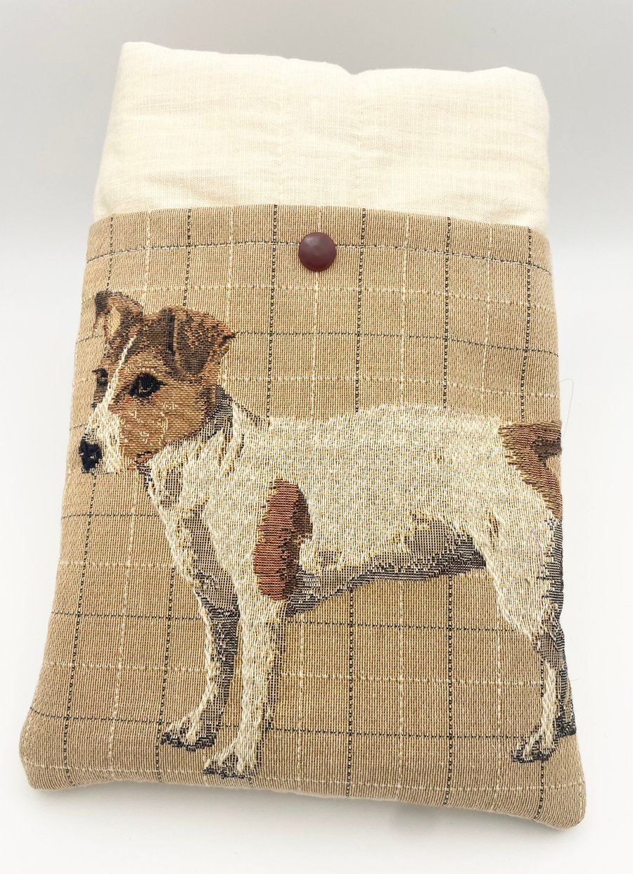 Book Sleeve - MEDIUM 9-9.5 X 6 inches (approx) - CREAM DOG