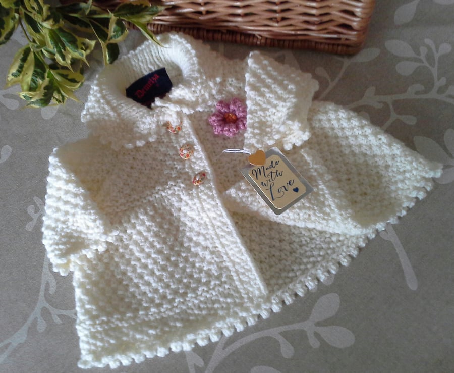 Luxery Aran Baby Girl's Coat with wool 0-3 months size