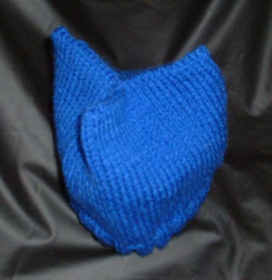 Hand knitted babies, tri corner hat