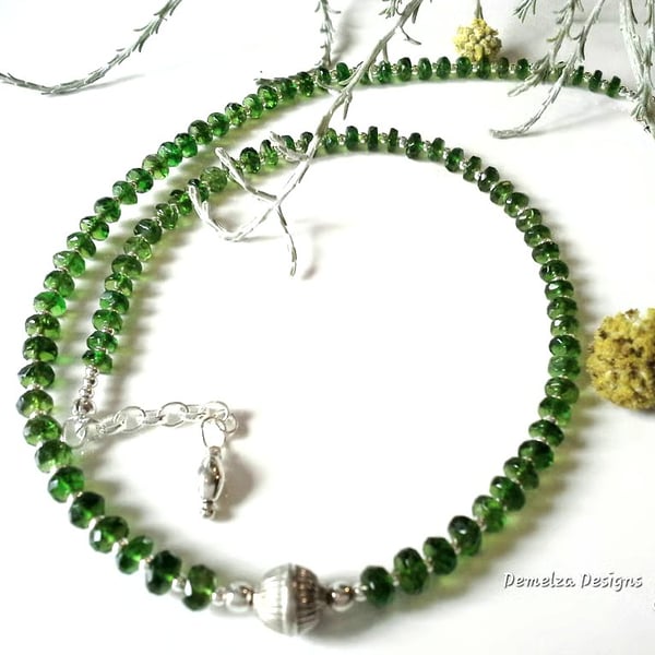 Artisan Russian Diopside Sterling Silver Necklace