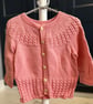 Hand-Knitted Baby Cardigan Textured Yoke & Hem – Salmon Pink (12-18m)