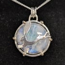 Sterling silver hare pendant, Moonstone pendant, Hare jewellery
